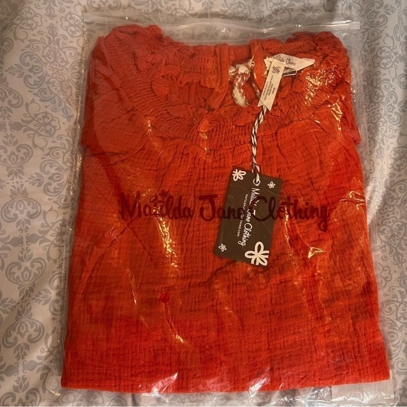 Matilda Jane Red Maui Mock-neck Tank Cotton with Tie and Cutout Back XXL - Picture 6 of 7